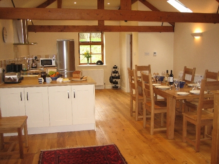 Kitchen and dining area at The Hayloft